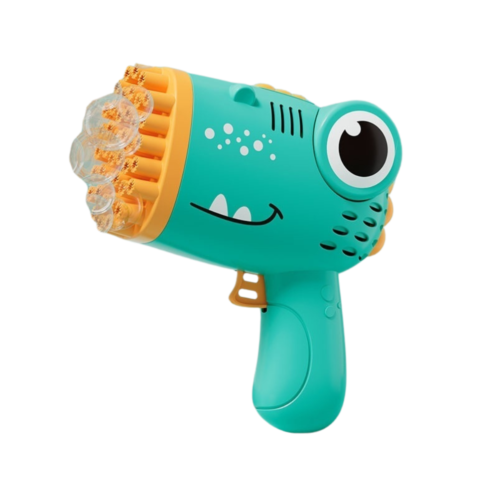 MegaBubble! - Children's Automatic Handheld 40-hole Dinosaur Bubble Machine Blaster